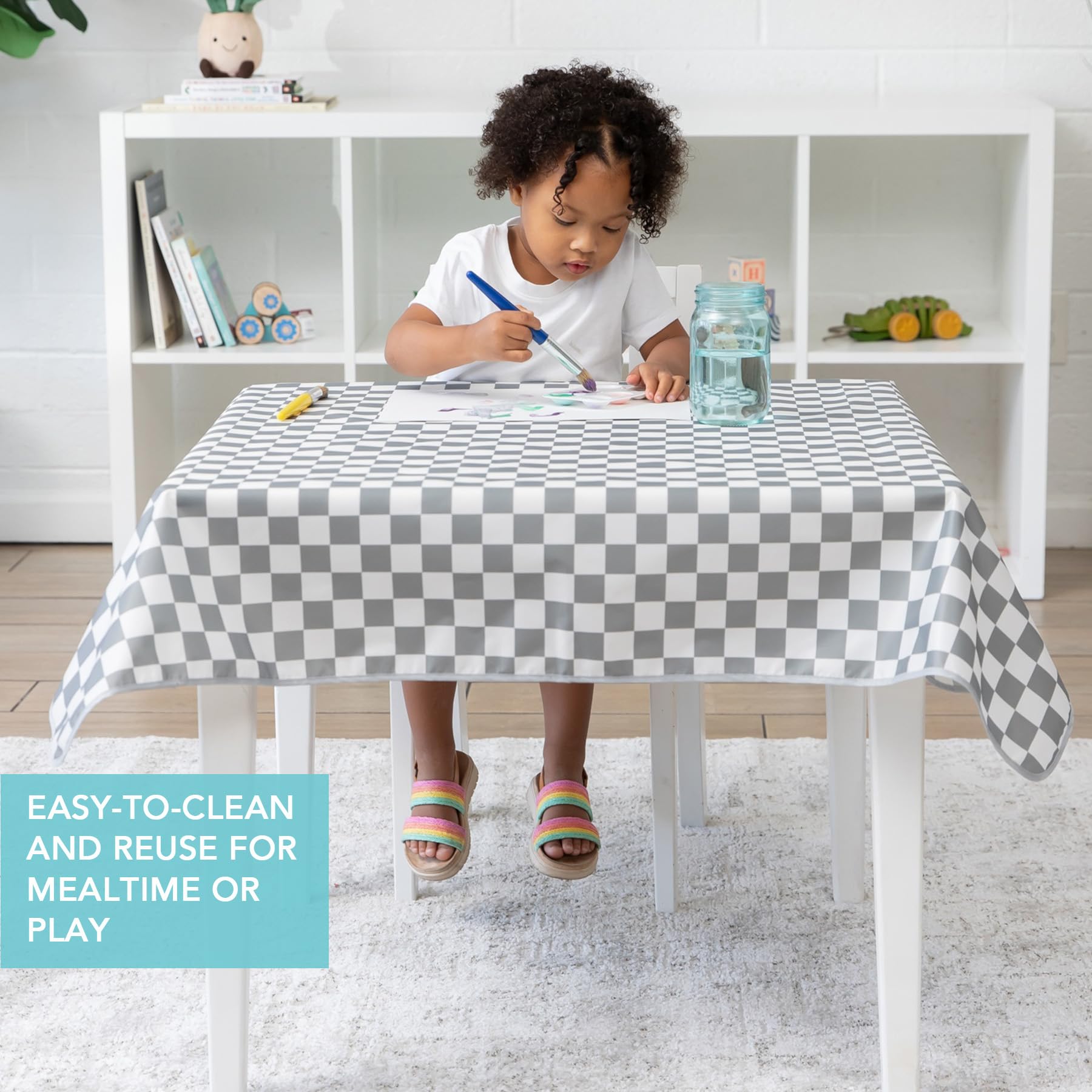 Bumkins Tapis anti-éclaboussures pour bébé sous chaise haute, tapis de désordre pour bébés et tout-petits, tissu imperméable réutilisable pour arts et artisanat, temps de jeu pour enfants, sols ou