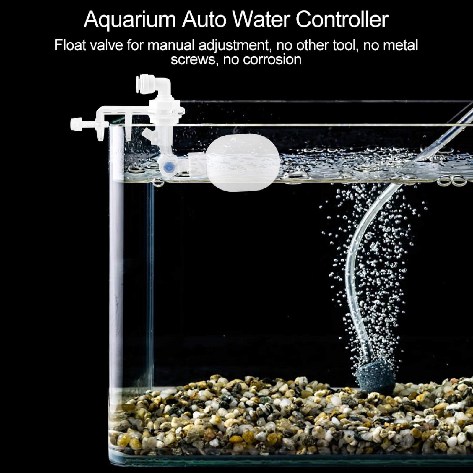 DAUERHAFT Aquarium Auto Water Controller,Auto-Top-Off System,Float Valve for Manual Adjustment,with a O-Ring,16/12 Water Tube,Under 15mm Thickness