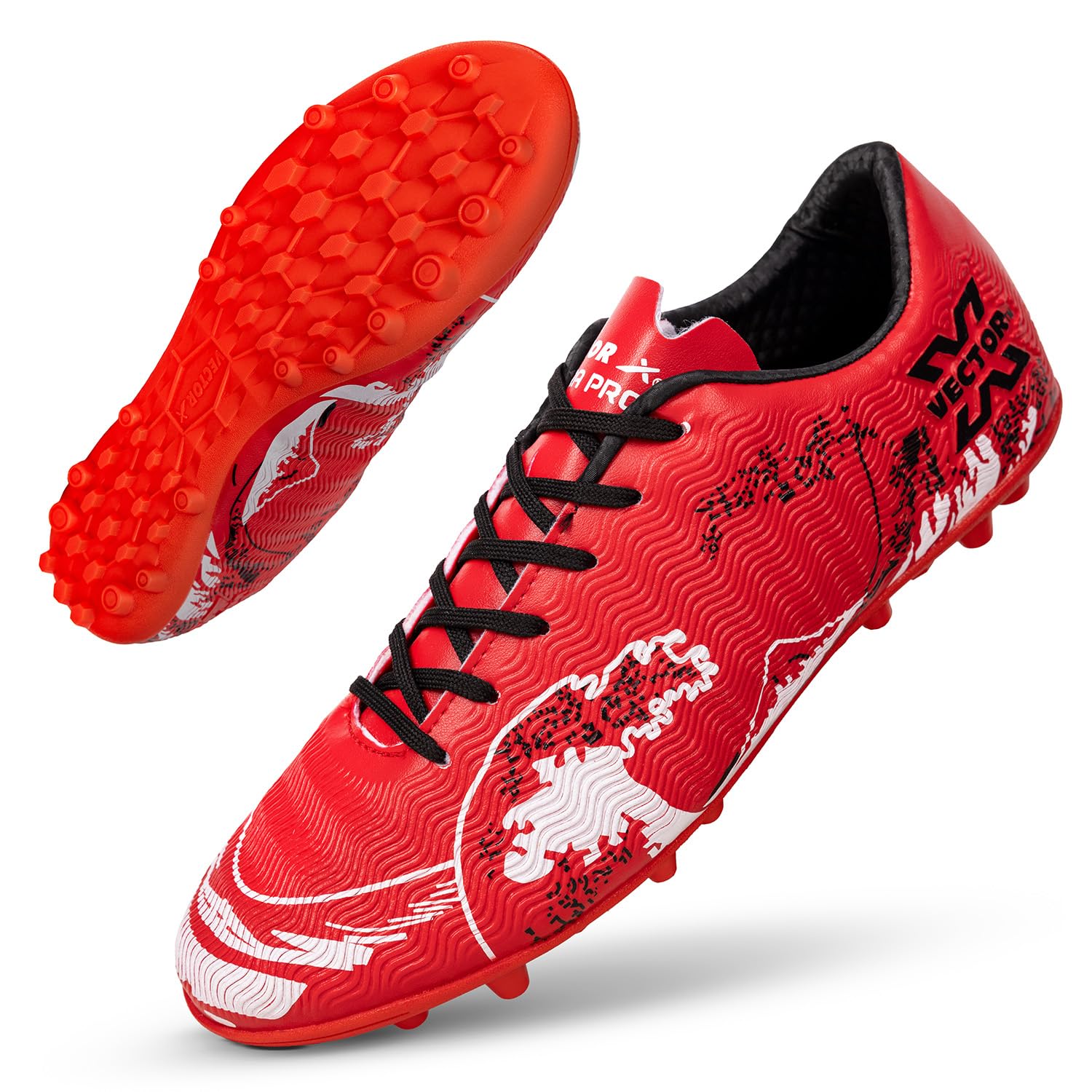 Vector X Acura Series High-Performance Athletic Football Studs|Turf Shoe|Fully Embossed Synthetic Upper+ High Strength TPU Sole|Practice & Training Footwear Sports Shoes for Boys Men Adult