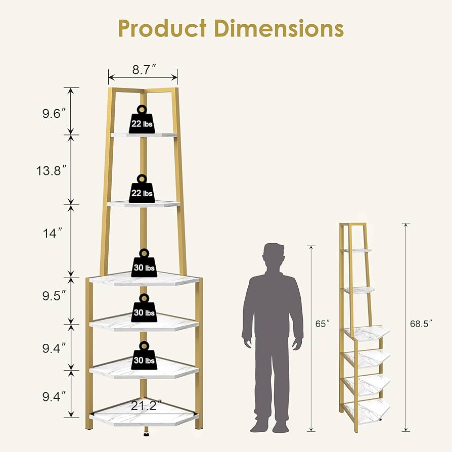 Amazon.com: VECELO 6 Tier Corner Shelf 69 Inch Industrial