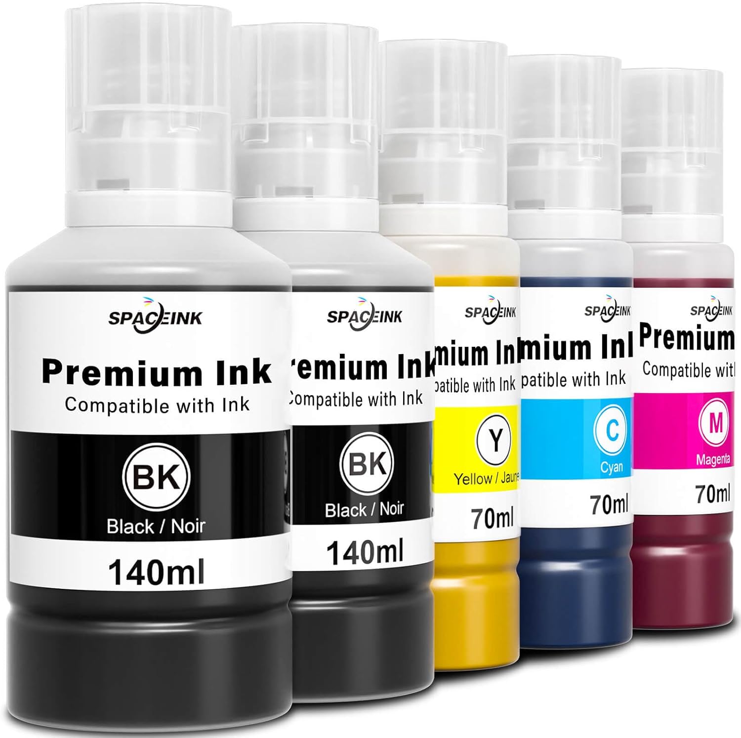 Compatible Ink Refill Bottles Replacement for T502 ET-2760 ET-4760 ET-2850 ET-3760 ET-3850 ET-4850 ET-2750 ET-4750 ET-15000 ET-3750 ET-3710 ET-3830 ET-3950 ET-4950 Printer, Combination Pack (2BK CMY)