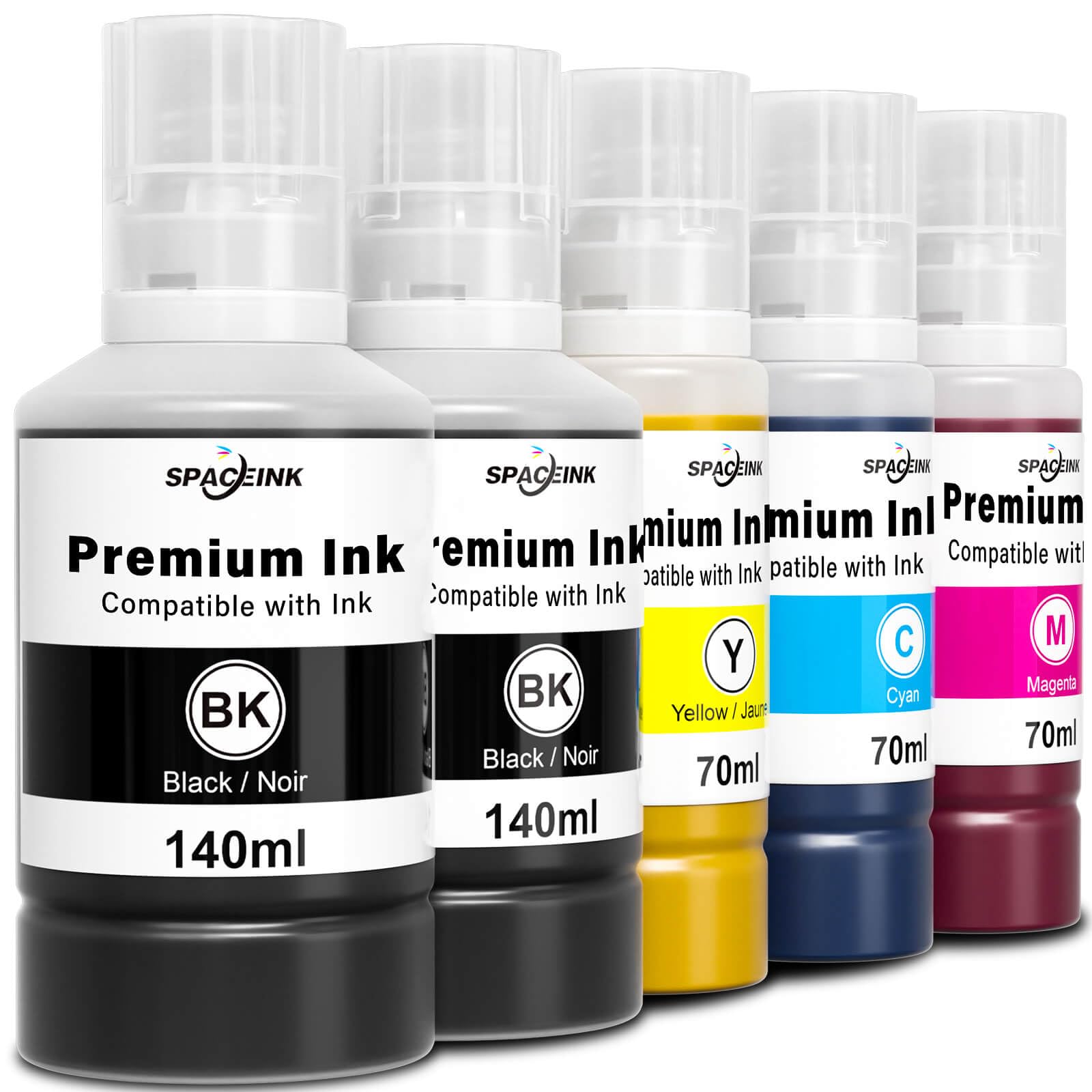 Compatible Ink Refill Bottles Replacement for T502 T522 ET-2760 ET-4760 ET-2800 ET-2850 ET-3850 ET-4850 ET-2720 ET-2803 ET-3760 ET-2400 ET-4800 ET-2750 ET-4750 ET-3750 ET-2988 Printer (2BK C M Y)