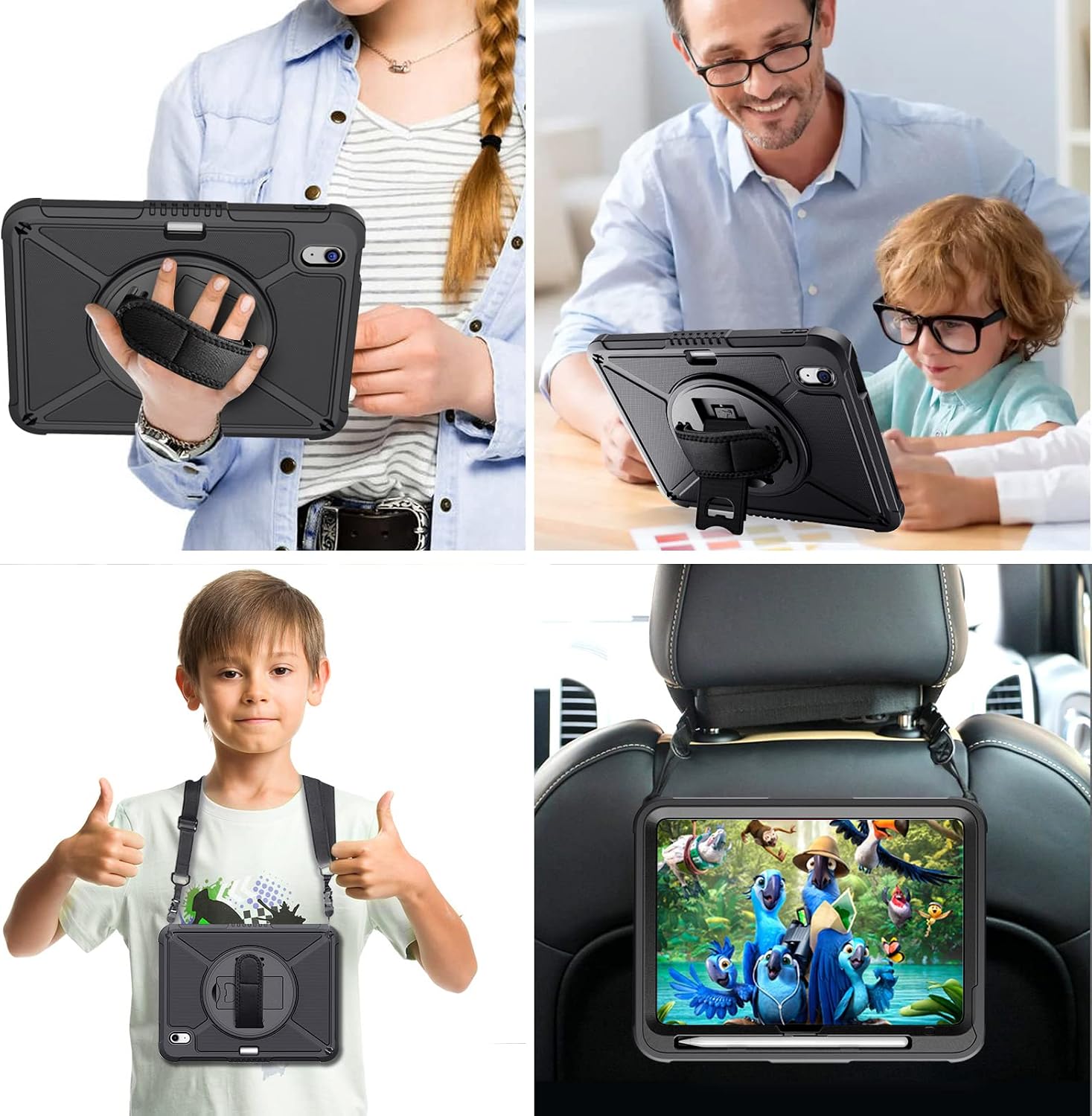 ZtotopCases for iPad 10th Generation Case 10.9 Inch, Shockproof Rugged Drop Protection Cover with 360° Rotatable Kickstand & Shoulder Strap & Pencil Holder for 10.9'' iPad Case 2022 Released, Black