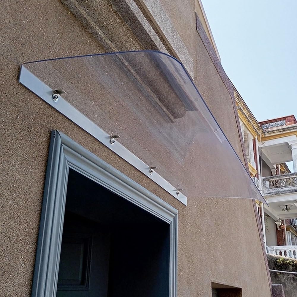 Zadaszenie pod drzwi wejściowe z poliwęglanu – odporna na warunki atmosferyczne markiza do wejścia 50 x 120 cm, ochrona przed deszczem i śniegiem, dostępna w rozmiarach 40150 cm, trwały i stylowy