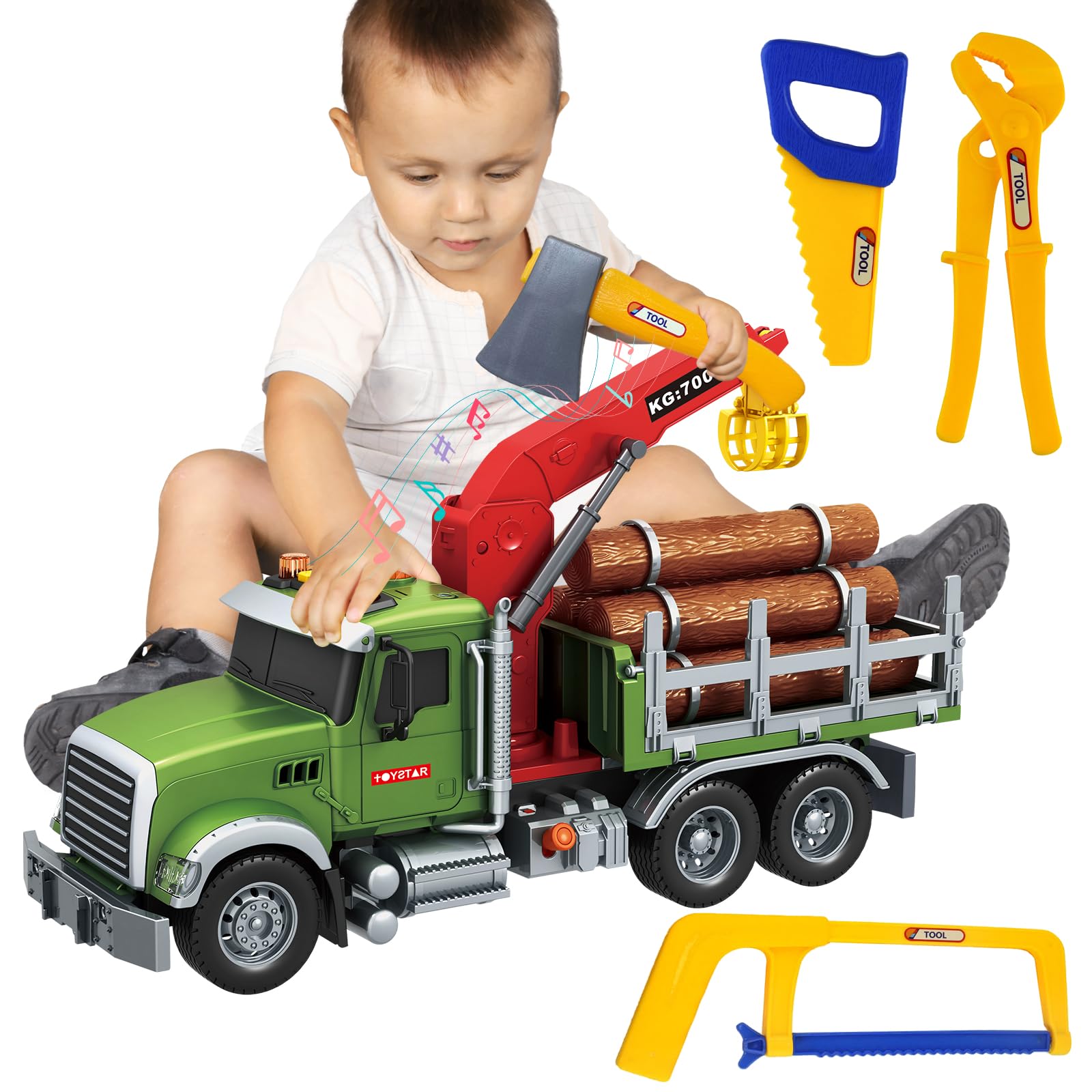 lonfypeng Kids Truck Toys for 3 4 5 9 Years Old Boys, Vehicle with Lights and Sounds