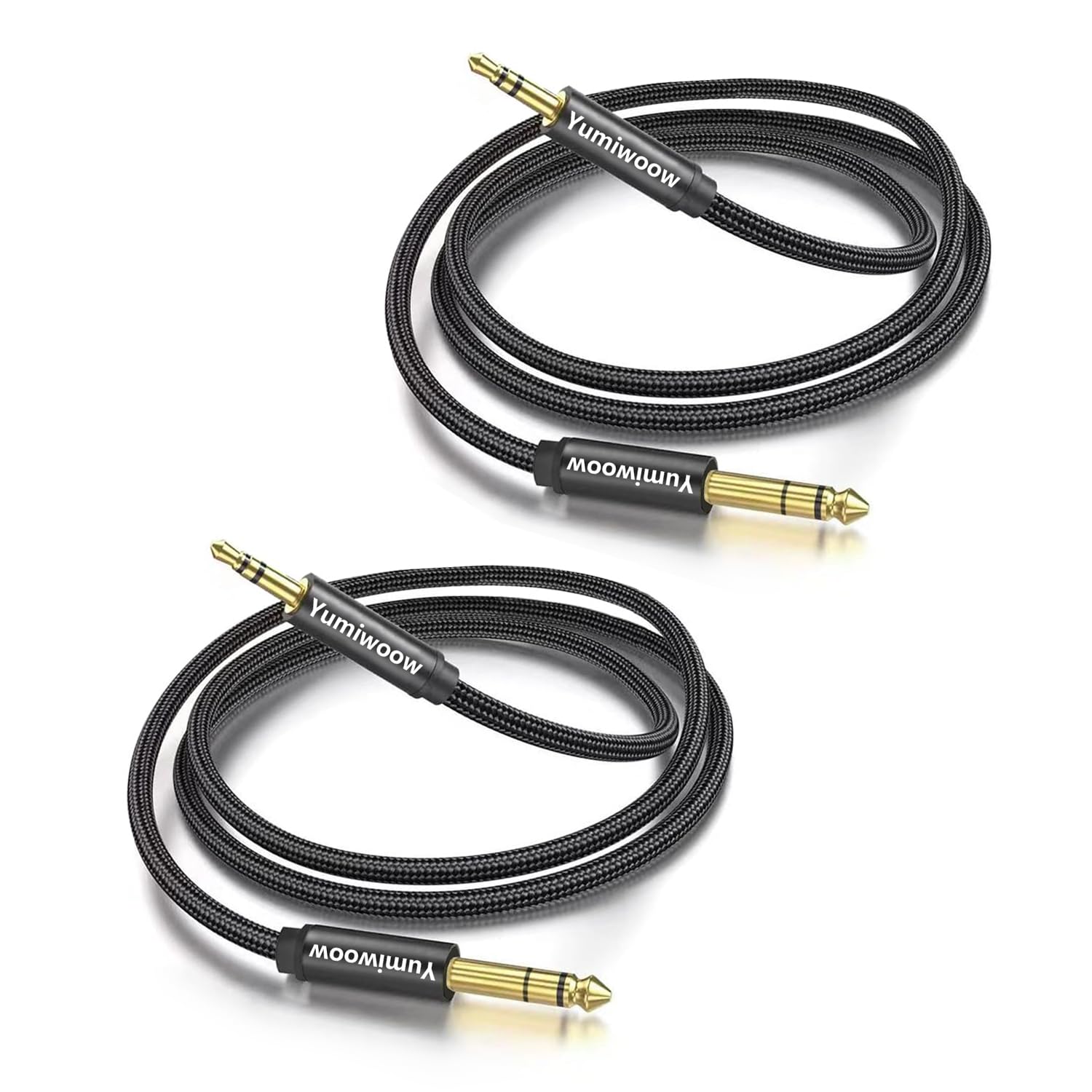 Yumiwoow 1/4 to 1/8 Cable Stereo Audio Cable 3FT, 6.35mm 1/4" Male to 3.5mm 1/8" Male TRS Bidirectional Stereo Audio Cable Jack for Guitar, Speaker