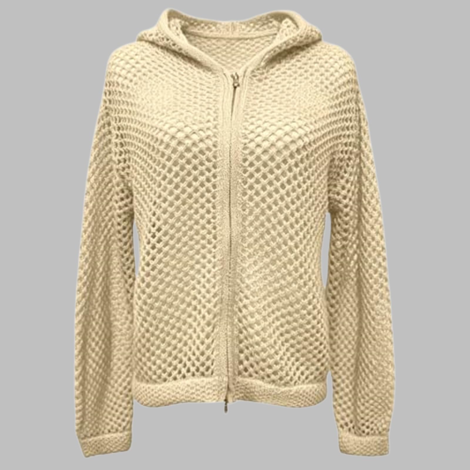 Cardigan léger en tricot à manches longues et fermeture éclair pour femme