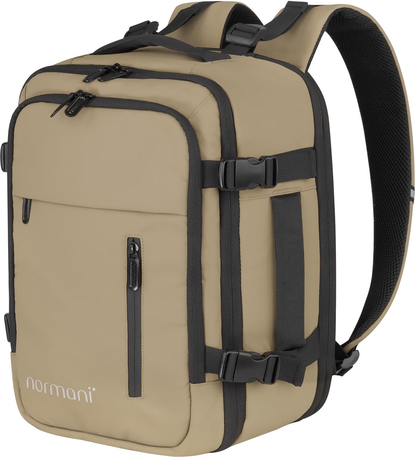 normani Flugzeug Rucksack 40x25x15 (Tiefe 15 bis 25 cm erweiterbar) für Ryanair und Co. - Reisetasche mit großem Stauraum 15-25 L - Cabin Bag mit Handgepäck-Funktion