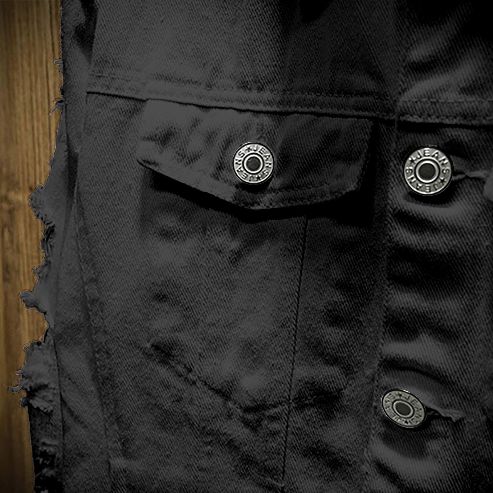 Generisch Giacca di jeans da uomo, 3 pezzi, slim fit, comoda giacca da mezza stagione con tasca sul petto e button down in denim, tinta unita, casual, traspirante, leggera, per tutti i giorni