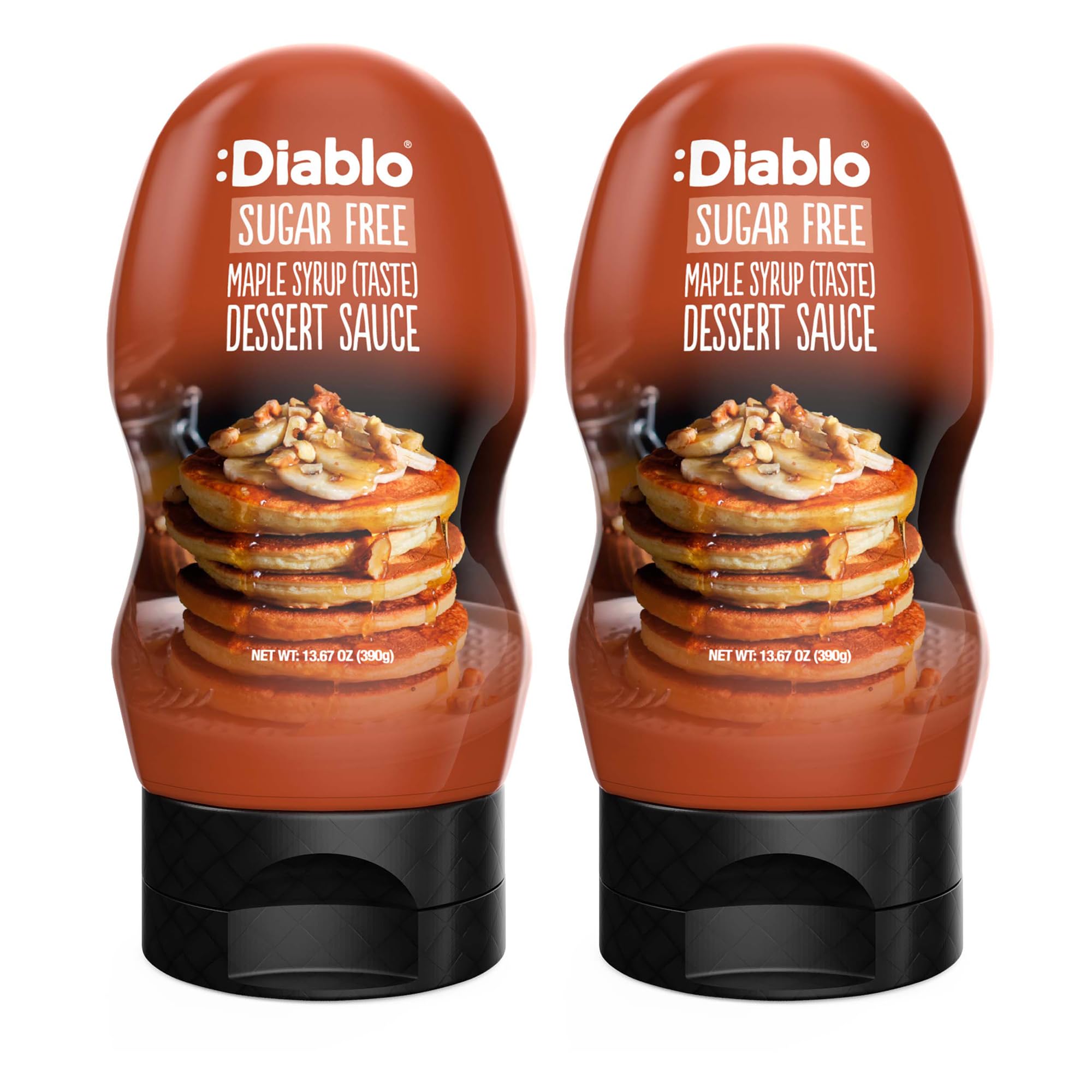 Diablo Sugar Free Dessert Sauce - Gluten-Free Syrup, Drizzle Sweetener, Keto Friendly Flavoring Topping, Perfect for Gifting, No Added Sugar - Maple Syrup, 390g, 13.67oz - 2 Pack