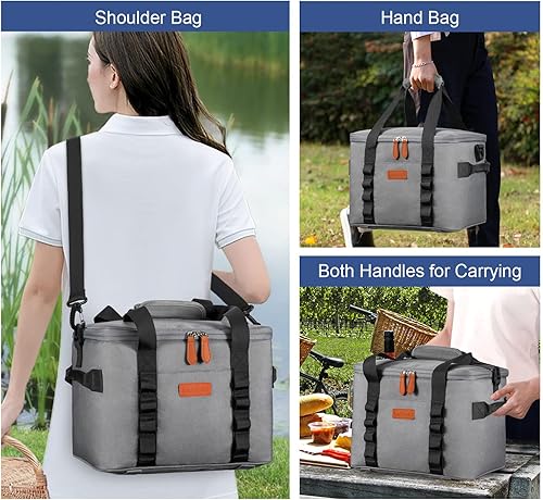 Miniatura 7 de LANDICI Bolsa enfriadora plegable para 24 latas, aislada, a prueba de fugas, suave, para camping, picnic, playa, golf, viajes, bolsa de