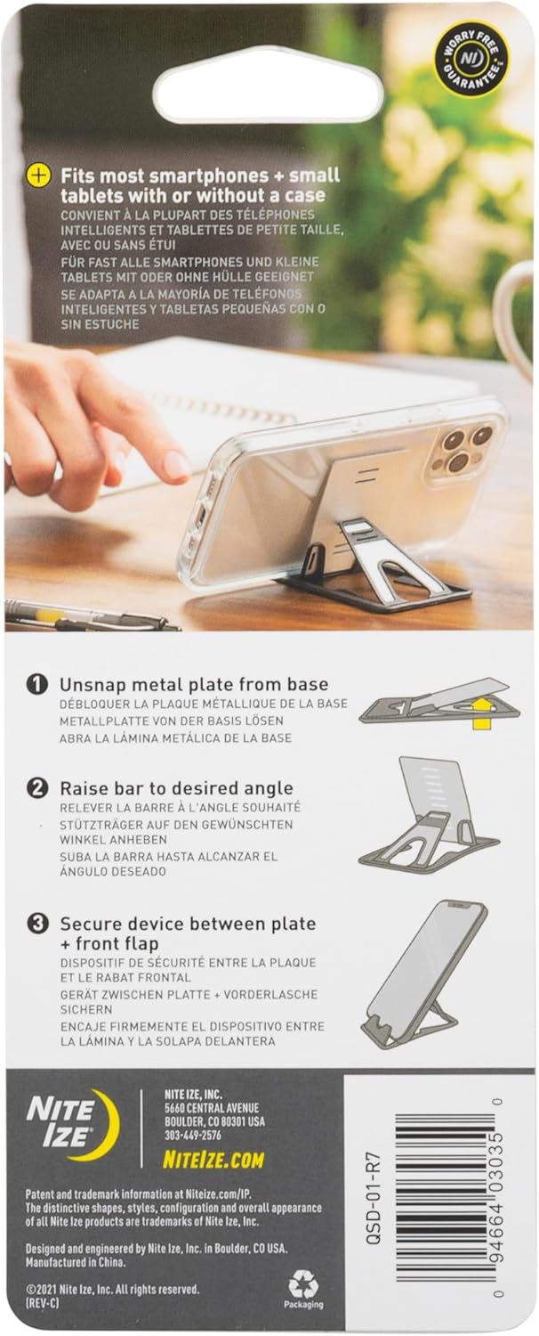 Nite Ize QuikStand Portable Device Stand - Adjustable Phone Holder for Tabletop - Portable Device Stand for Traveling - Lightweight & Universal Design for Phones - 2 Pack