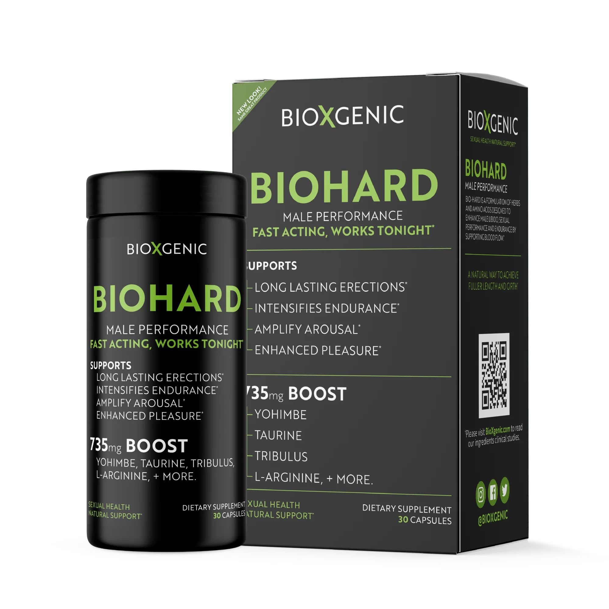 BioXgenic BIOHARD Male Performance Booster & Pre-Workout - 30 Capsules