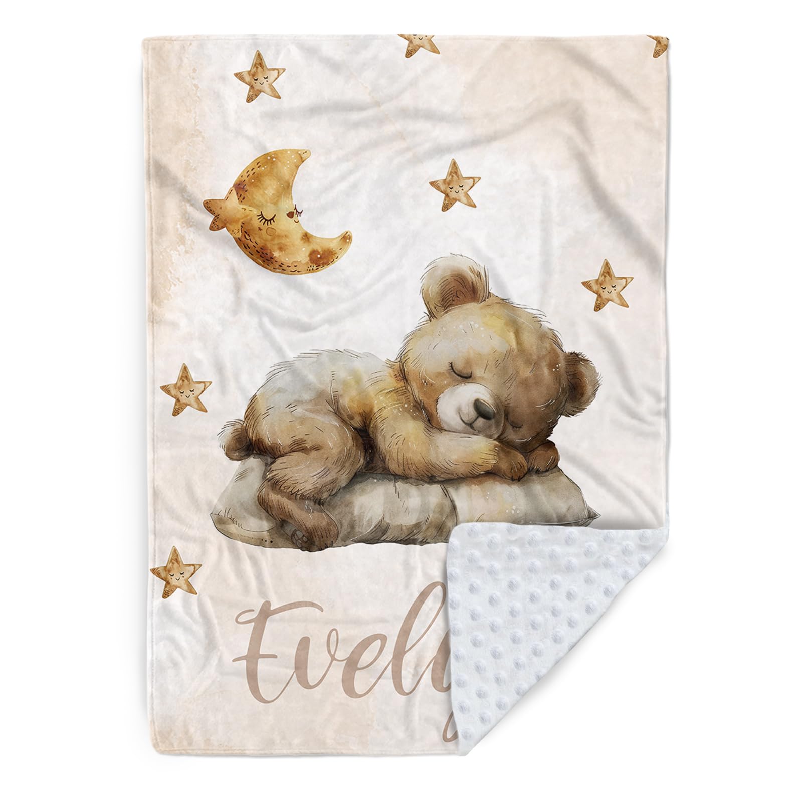 Mybbao Custom Baby Blanket With Name, Double Layer Soft Dot Back Personalized Baby Blanket for Boys Girls, Floral Flannel Customized Swaddle for Toddlers Kids Baby Shower, Birthday Gifts