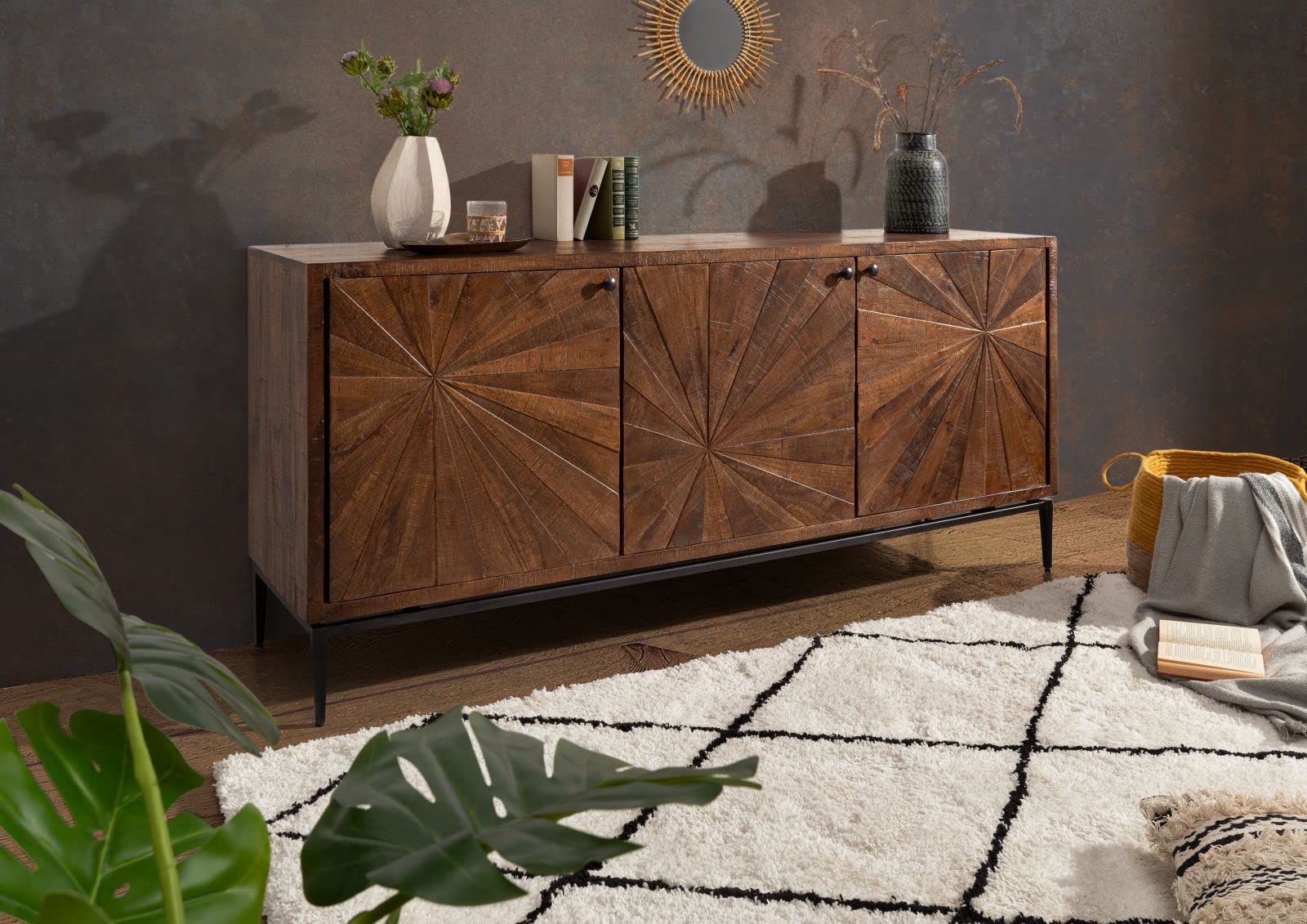 MASSIVMOEBEL24.DE STILMÖBEL #110 Credenza in legno di mango - laccato/marrone 183x46x84