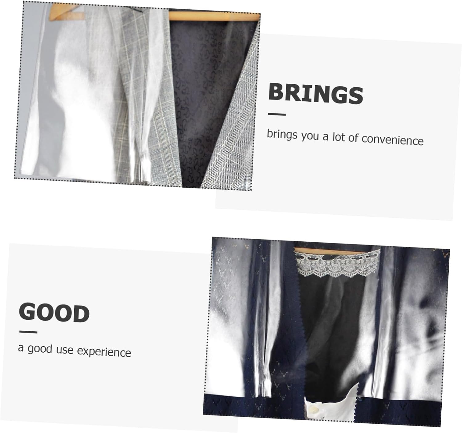 5pcs Heavy Duty Garment Bag for Hanging Clothes Reusable Garment Covers Zipper for Storage