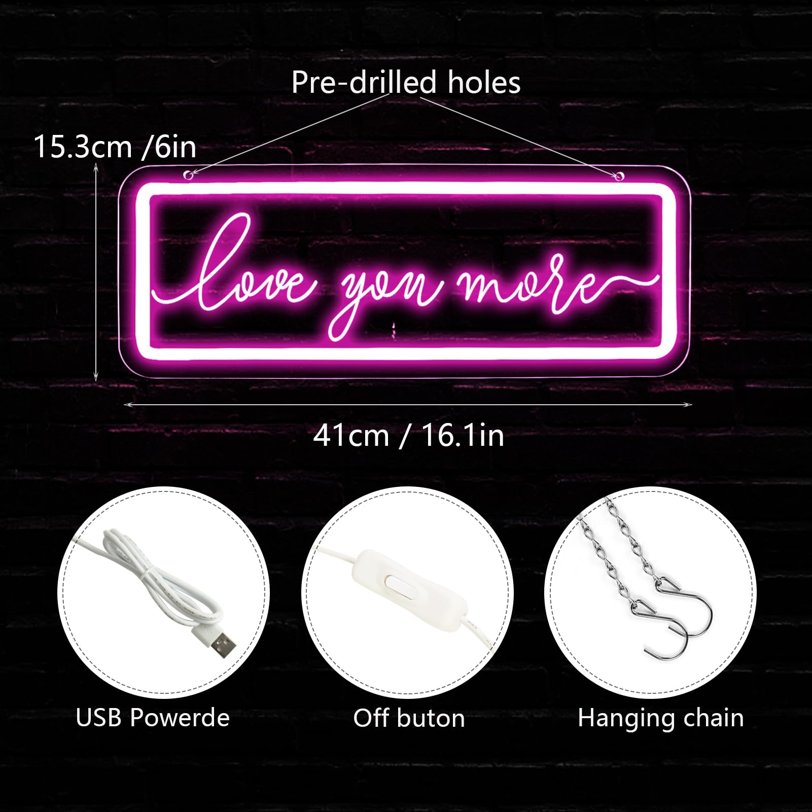 Neonowy znak "Love You More", neonowe światła LED do dekoracji ścian, miłość świecąca lampka nocna do sypialni, na ślub, urodziny, przyjęcie, dekoracja, prezent walentynkowy
