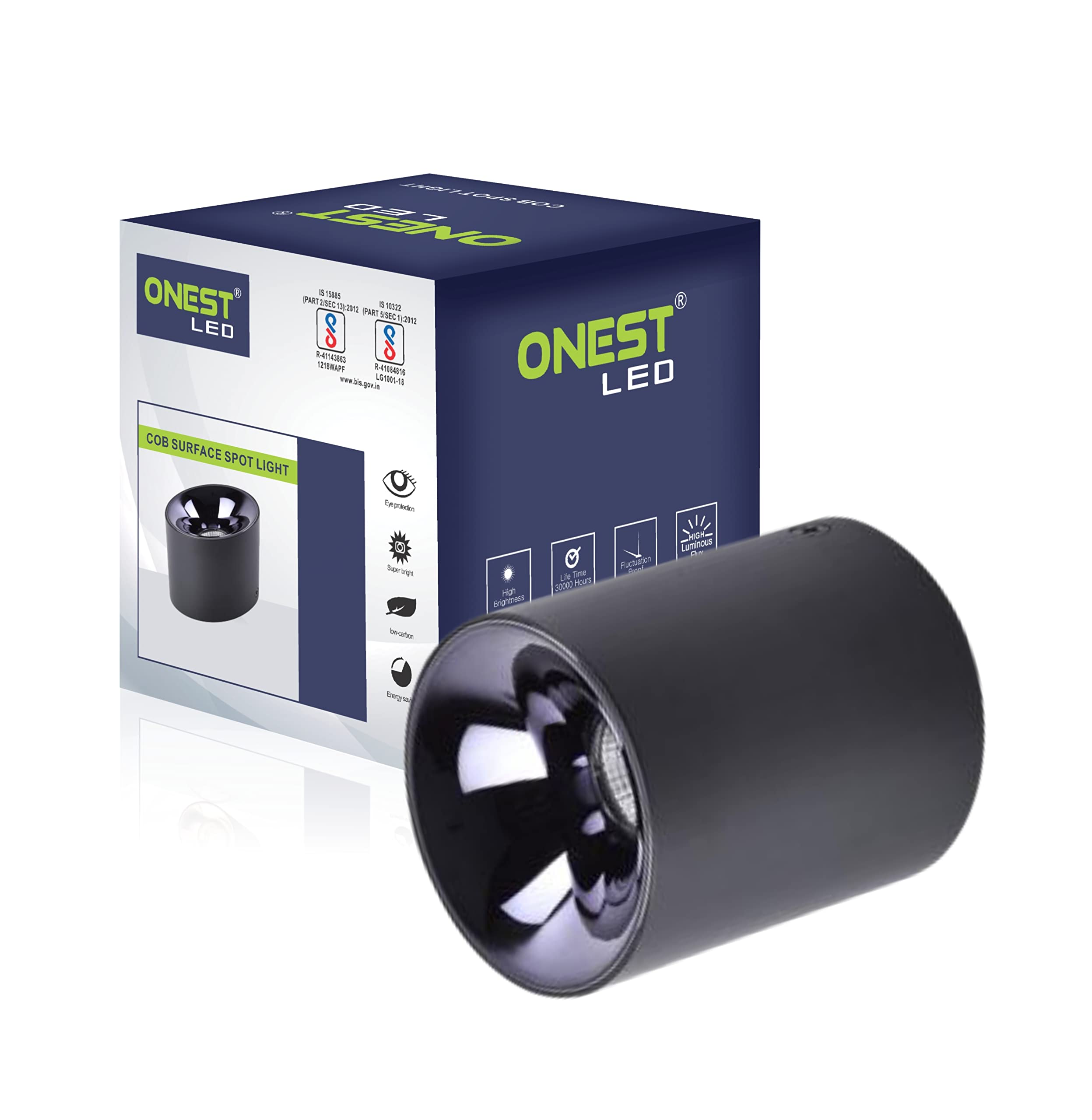 ONEST LED Ceiling Light - COB Black Body Cylindrical Surface Light for Corridor, Kitchen, Living Room, Home, Office, Showroom, Indoor & Outdoor Lighting (7W - Warm White - Black Reflector)