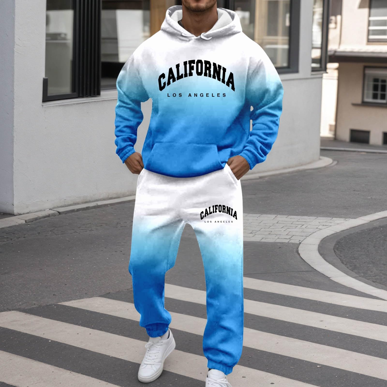 Generisch Tuta da uomo per il tempo libero con felpa con cappuccio e jogging, comodo misto cotone per la vita quotidiana e l'ufficio, versatile per primavera, autunno e inverno, casual, elegante per