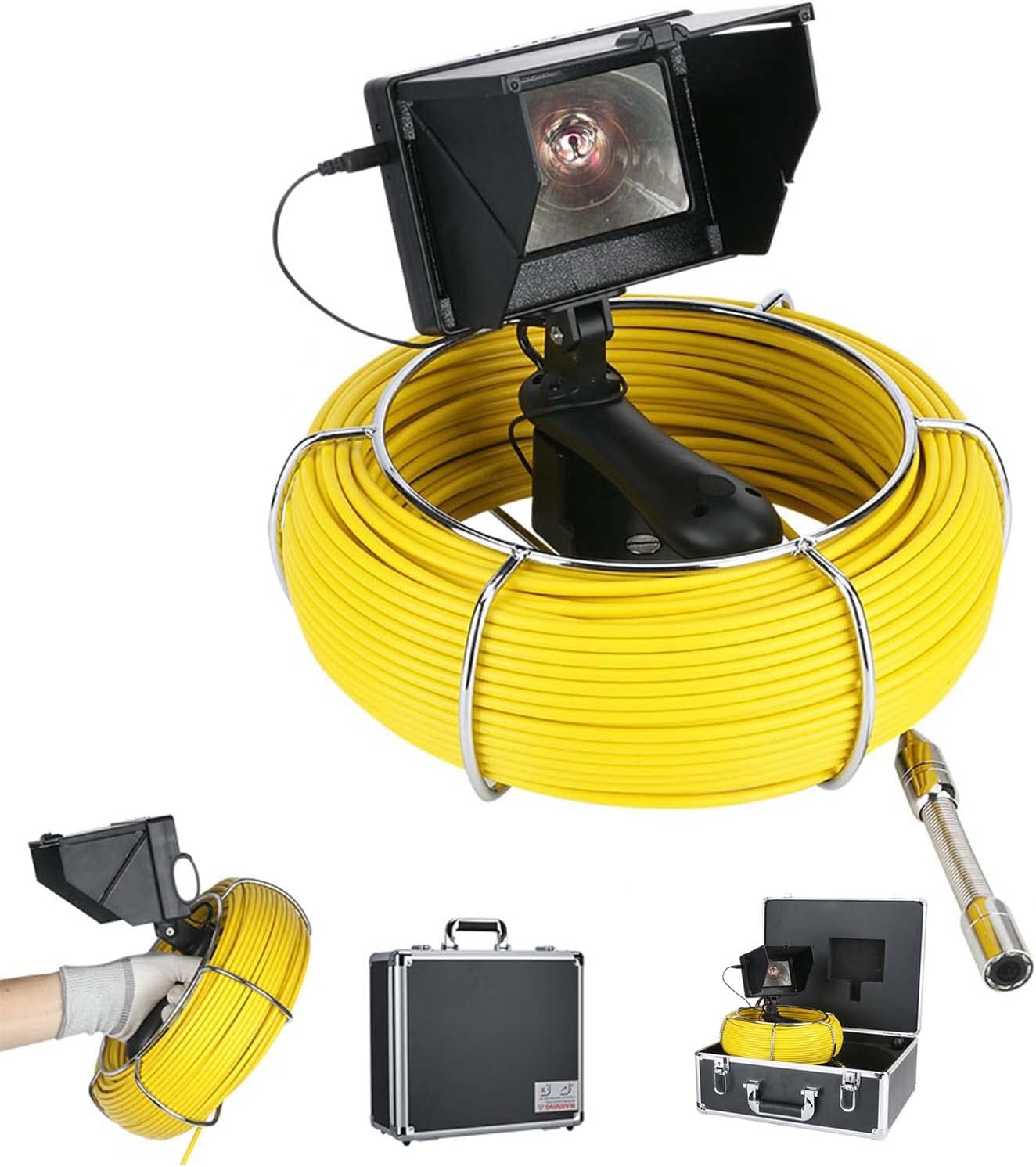 Câble De Remplacement Pour Caméra D'inspection De Tuyaux 23 Mm - Longueur 30 M, Fibre De Verre, Jaune