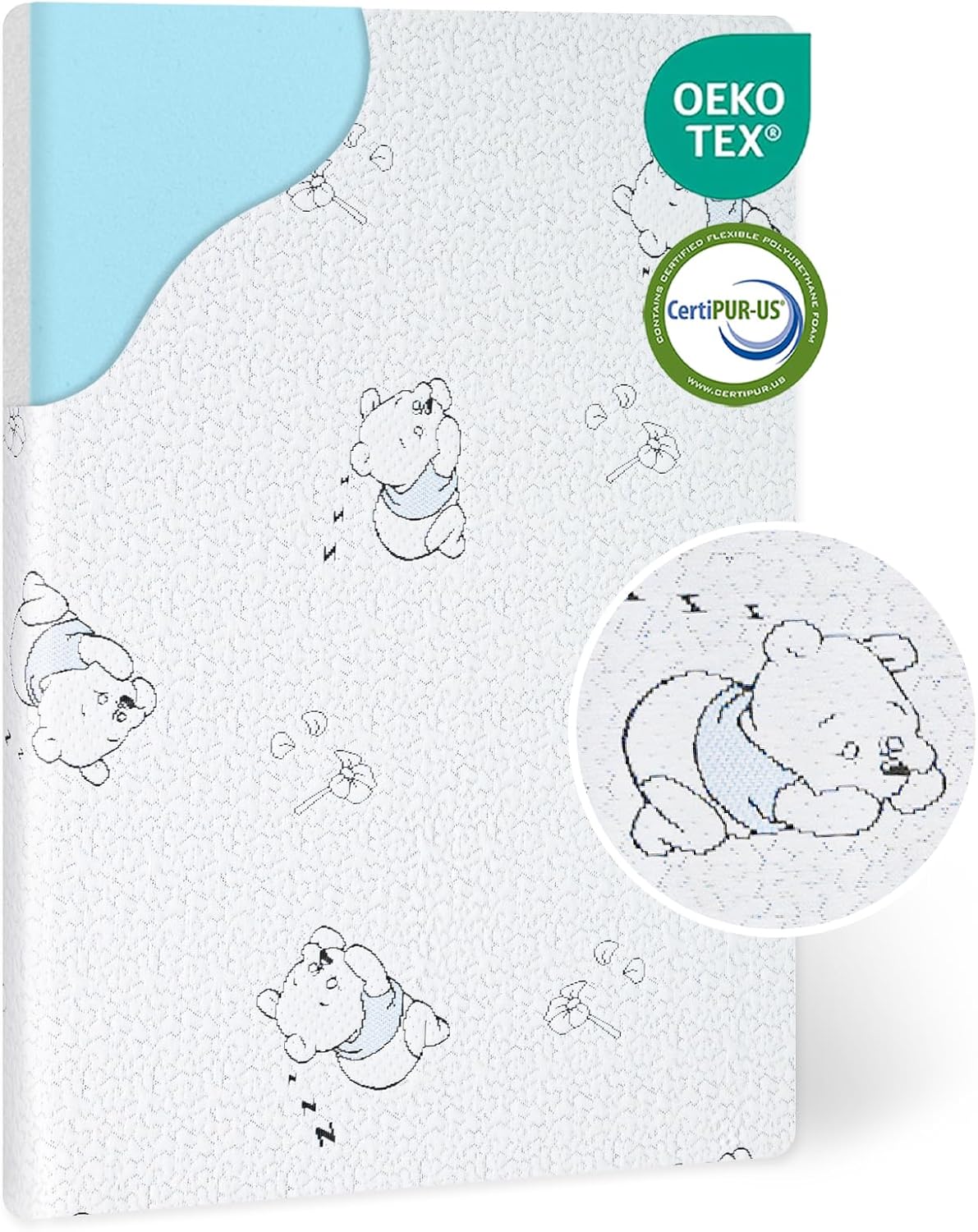 Pack and Play Mattress, 38"x26" Dual-Sided Baby Mattress for Pack n Play with Ultra-Soft Jacquard Cover, Breathable Gel Memory Foam Pack N Play Mattresses Pad for Baby Toddler