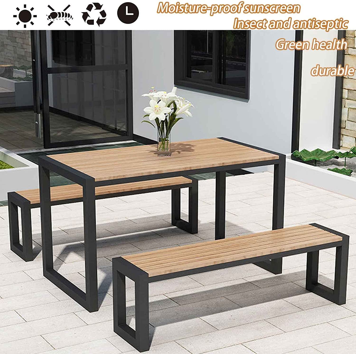 Amazon.co.jp: ガーデンテーブルセット 3ピース (テーブル1台  