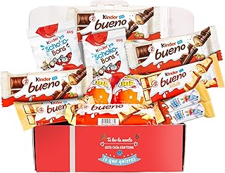 Caja Regalo de Chocolates Kinder | Regalo Original Cumpleaños para Niños y Pareja: Kinder Chocolate, Kinder Bueno, Happy Hippo, Schoko-Bons, Kinder Joy | Amantes de Kinder