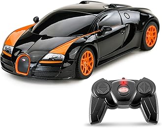 BEZGAR Bugatti Toy Car - Officially Licensed Bugatti Grand Sport Vitesse Remote Control Car,1:24 Scale Sport Racing Toy Car Model Vehicle for Kids, Adults, Girls and Boys (47000 Black)