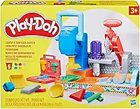 Play-Doh Conjunto de massinha Mesa de Ferramentas Coloridas com 5 potes de massinha de modelar e acessórios, para brincadeiras criativas, presente para crianças acima de 3 anos