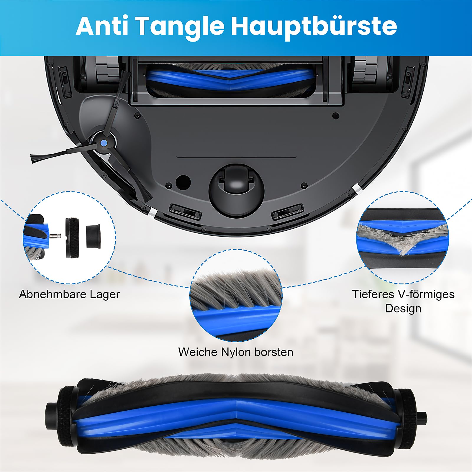 24 Stück Zubehör für Ecovacs Deebot T50 Pro Omni Gen2 / T50 PRO Omni / T50 Omni Saugroboter, Ersatzteile mit 1 Hauptbürste, 6 Wischtücher, 6 Staubbeutel, 4 Filter, 6 Seitenbürsten, 1 Reinigungsbürste - 4