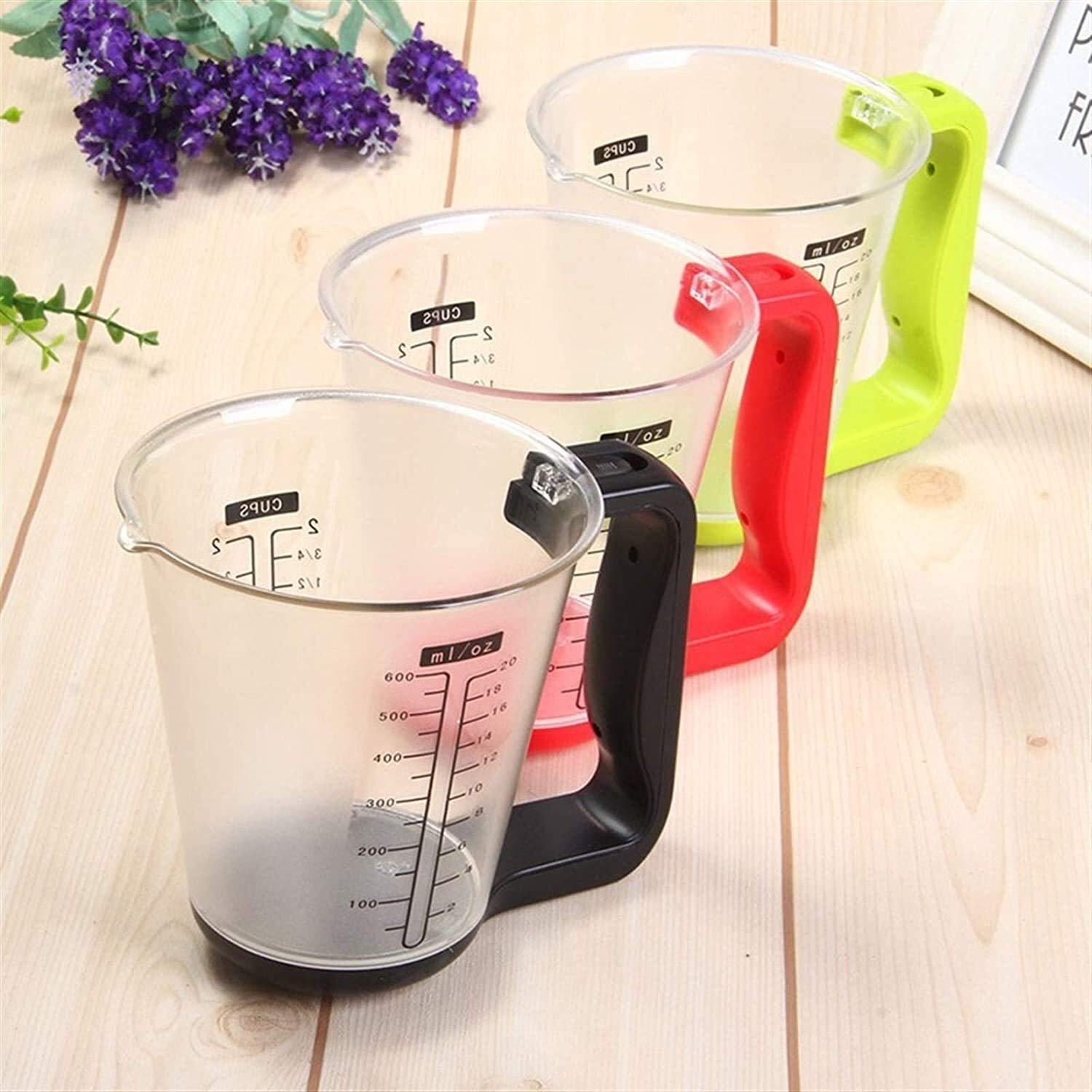 Mesure de la tasse de cuisine Échelle de cuisine Bécher numérique Balance d'outil électronique Balance avec outil de mesure de la température d'affichage LCD (Color : Rosso)