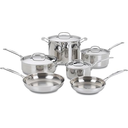 Cuisinart 77-10 Chef's Classic Stainless 10-Piece Cookware Set,Silver