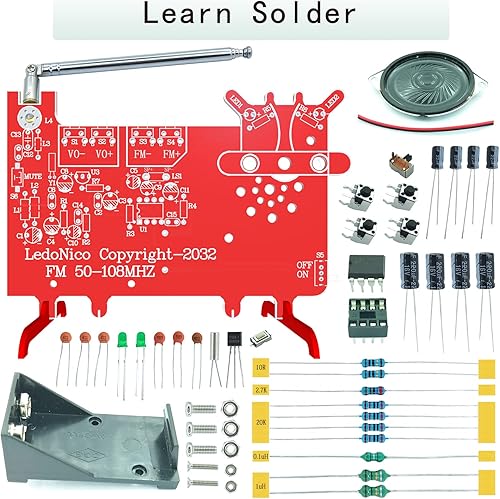 Miniatura 2 de YBYledonico Kit de radio FM 87-108 MHz kit de práctica de soldadura para electrónica kit de soldadura de aprendizaje con video de enseñanza detallado