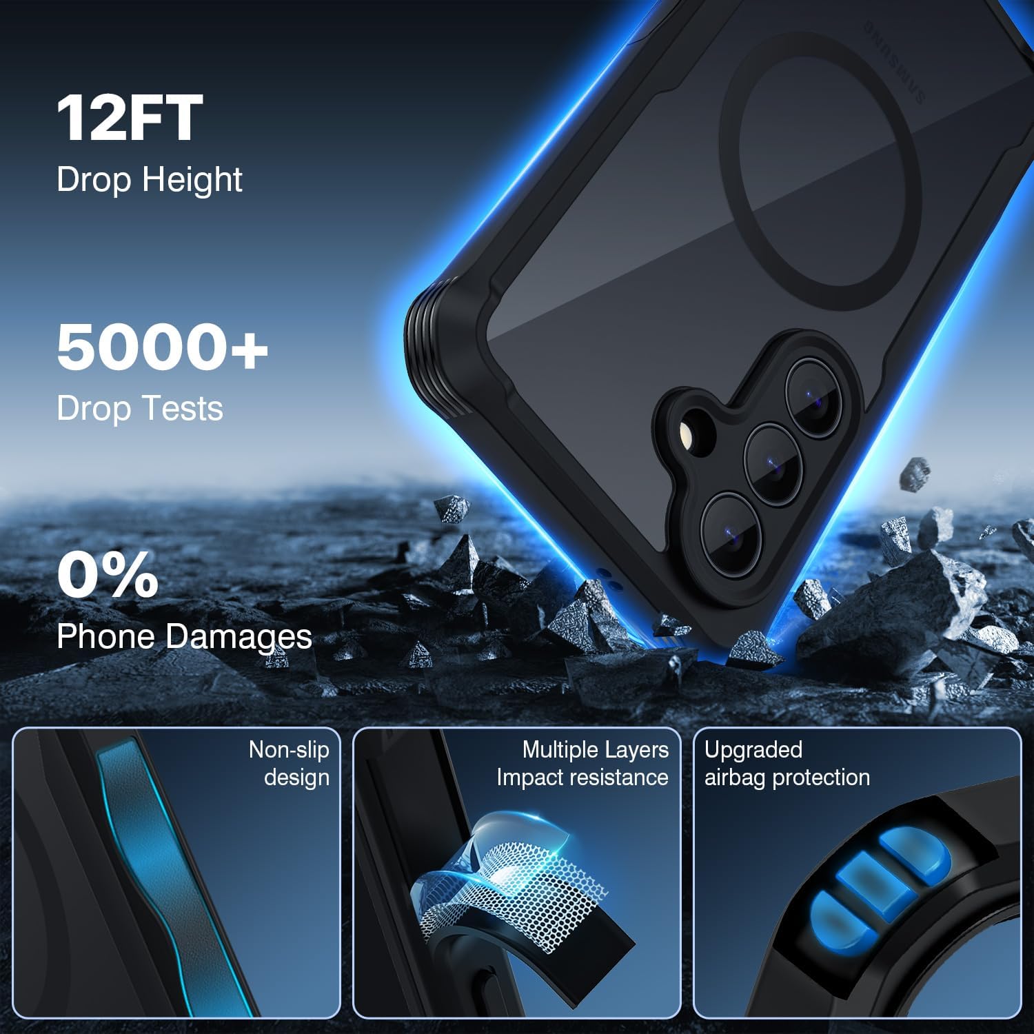 CENHUFO Privacy for Samsung Galaxy S26 Plus Case, Full Body Phone Case with Built-in 9H Tempered Glass Privacy Screen Protector and Camera Protector, Shockproof Protective Magnetic Cover - Black