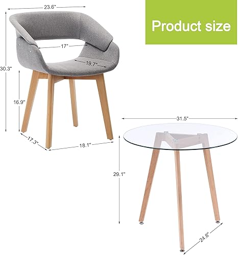 Miniatura 13 de ivinta Juego de 2 sillas de comedor modernas con cojín de tela tapizada y patas de madera maciza para comedor, cocina, sala de estar, Resturant 9122