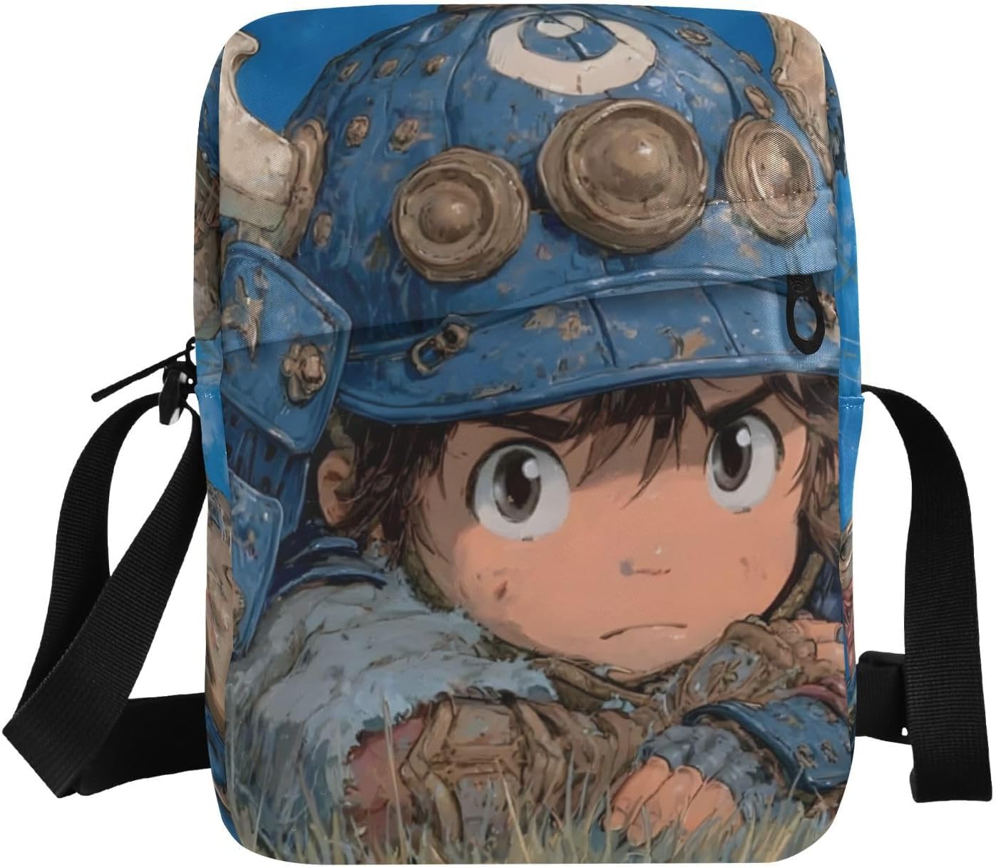 Sling Bag Cute Samurai Print, Zipper Closure Compact Crossbody Bags with Multiple Pockets for Women Men 6.6×9.4×2.5 inches
