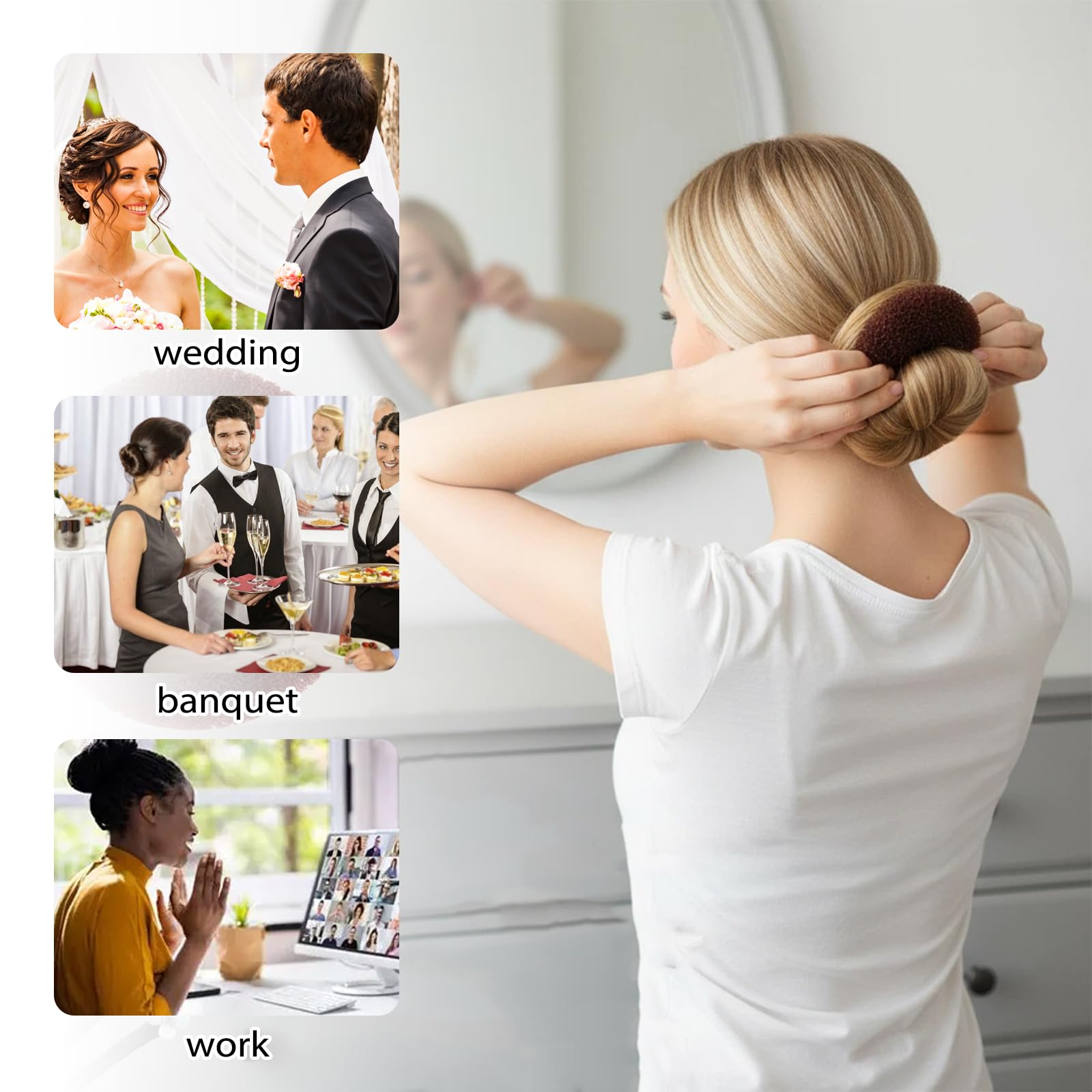 Donut de Pelo 30 PCS, Accesorios de Peinado, Moño de Pelo DIY Set para Bailarines
