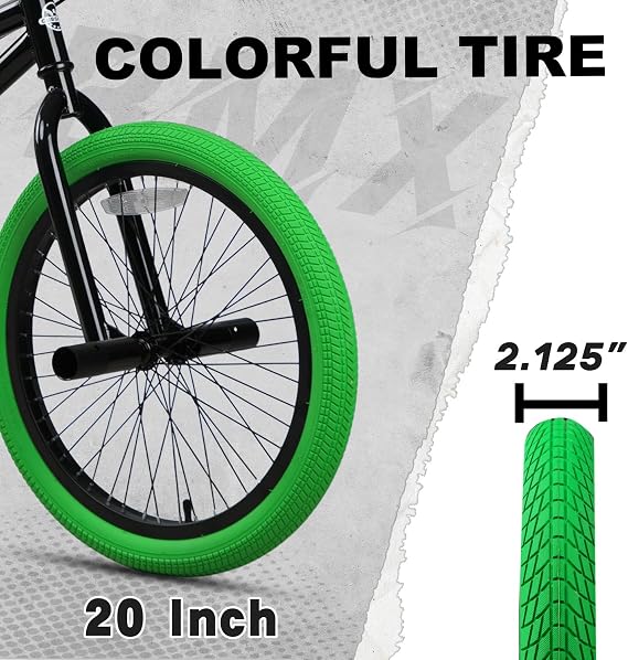 cubsala Echo 20 24 Inch Beginner Kids BMX Bike for Boys Girls | High Tensile Steel Frame, Rear U-Brake, 4 Pegs, 85% Pre-Assembled, Unisex BMX Bicycle for Outdoor Riding