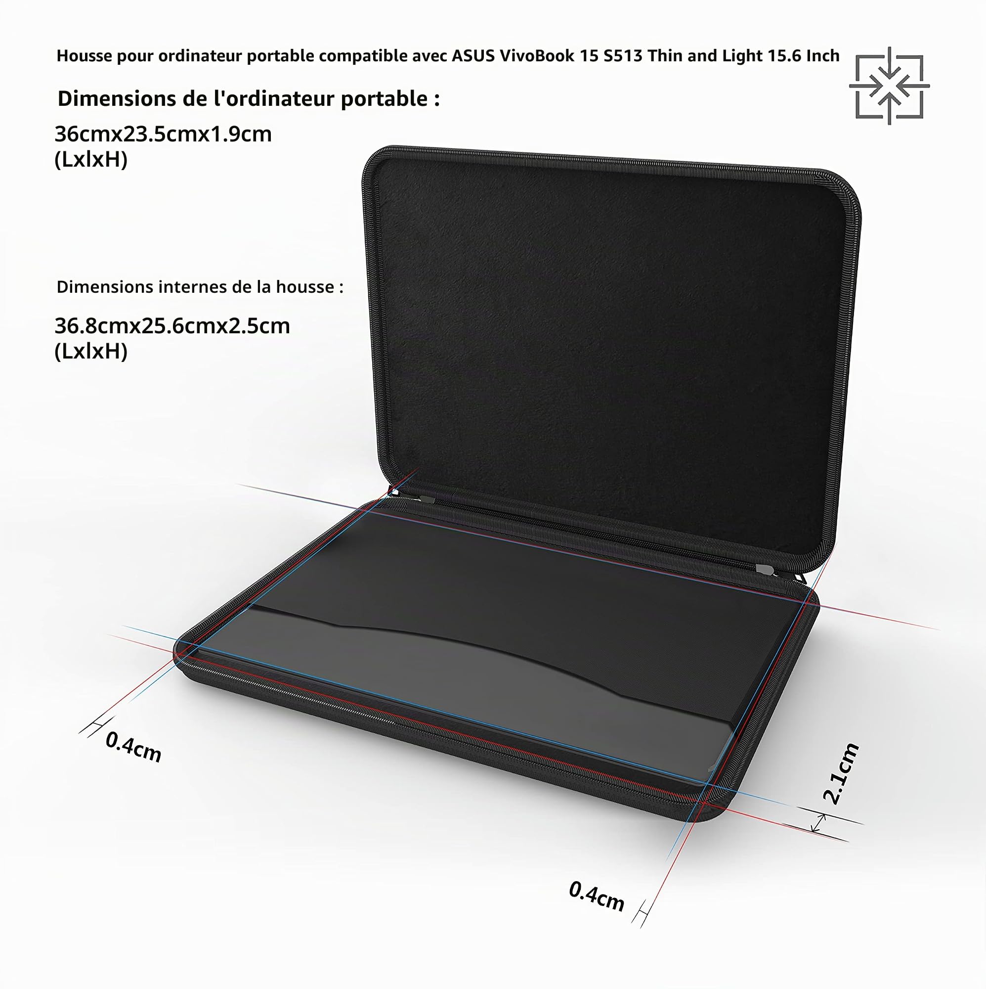 Smatree Étui Rigide pour Ordinateur Portable Asus VivoBook 15 S513 Mince et Léger 15,6" - Housse de Transport Anti-chute, Asus VivoBook 15 Coque