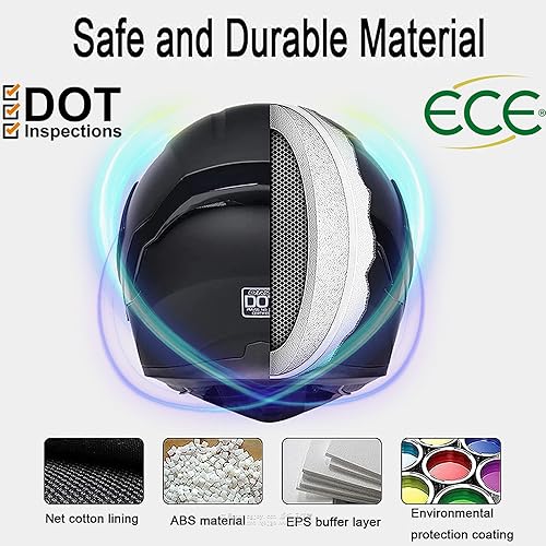 Miniatura 2 de RUANLOV Casco modular Bluetooth de motocicleta abatible de cara completa con doble visera, altavoz dual integrado con micrófono, para adultos,