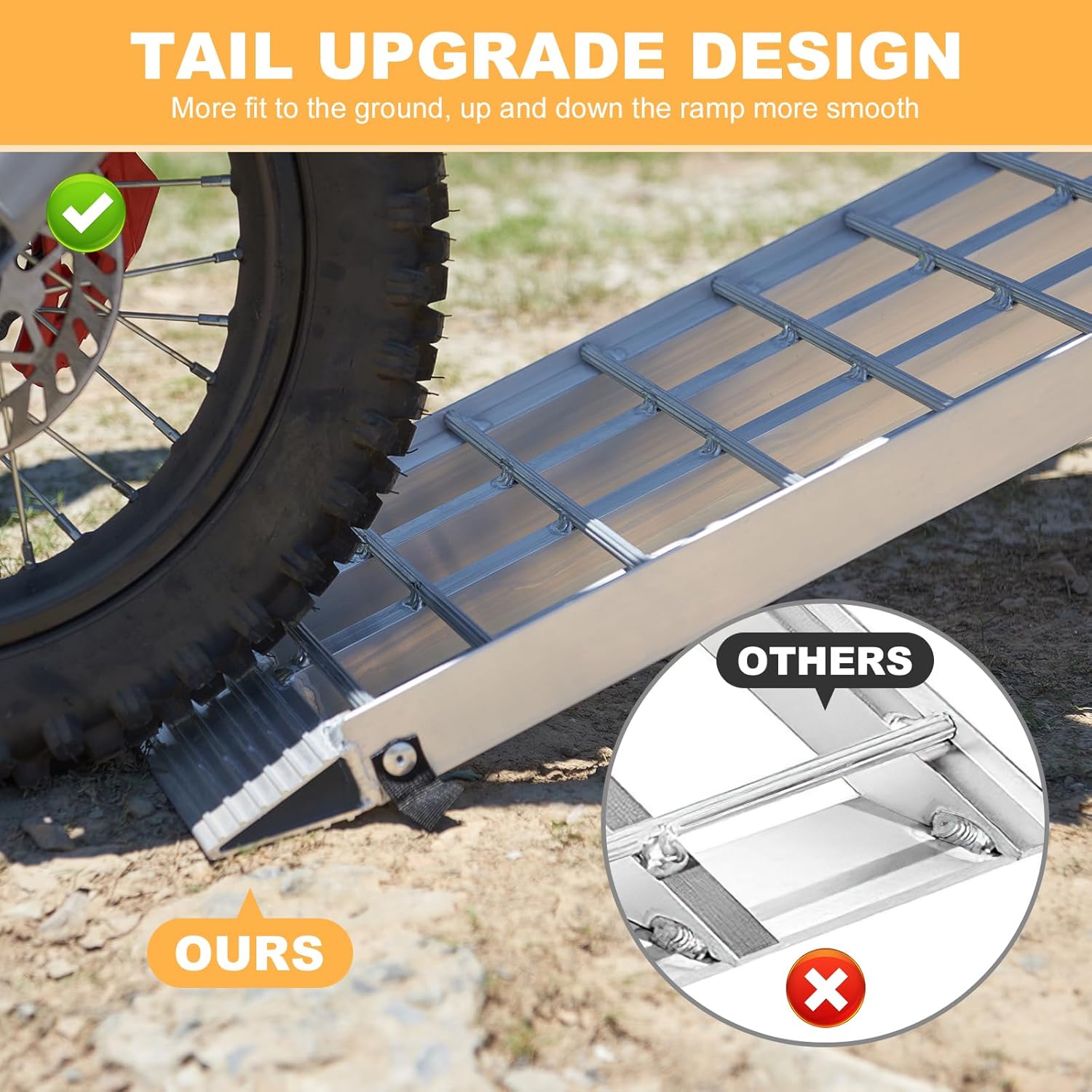 gardhom Bundle 4PCS 7.5' Heavy Duty Ramps 3000lbs Capacity Aluminum Folding Loading Ramps with Handle Truck Ramps for ATV UTV Pickup Motorcycle Dirt Bike Lawn Mower Snow Blower