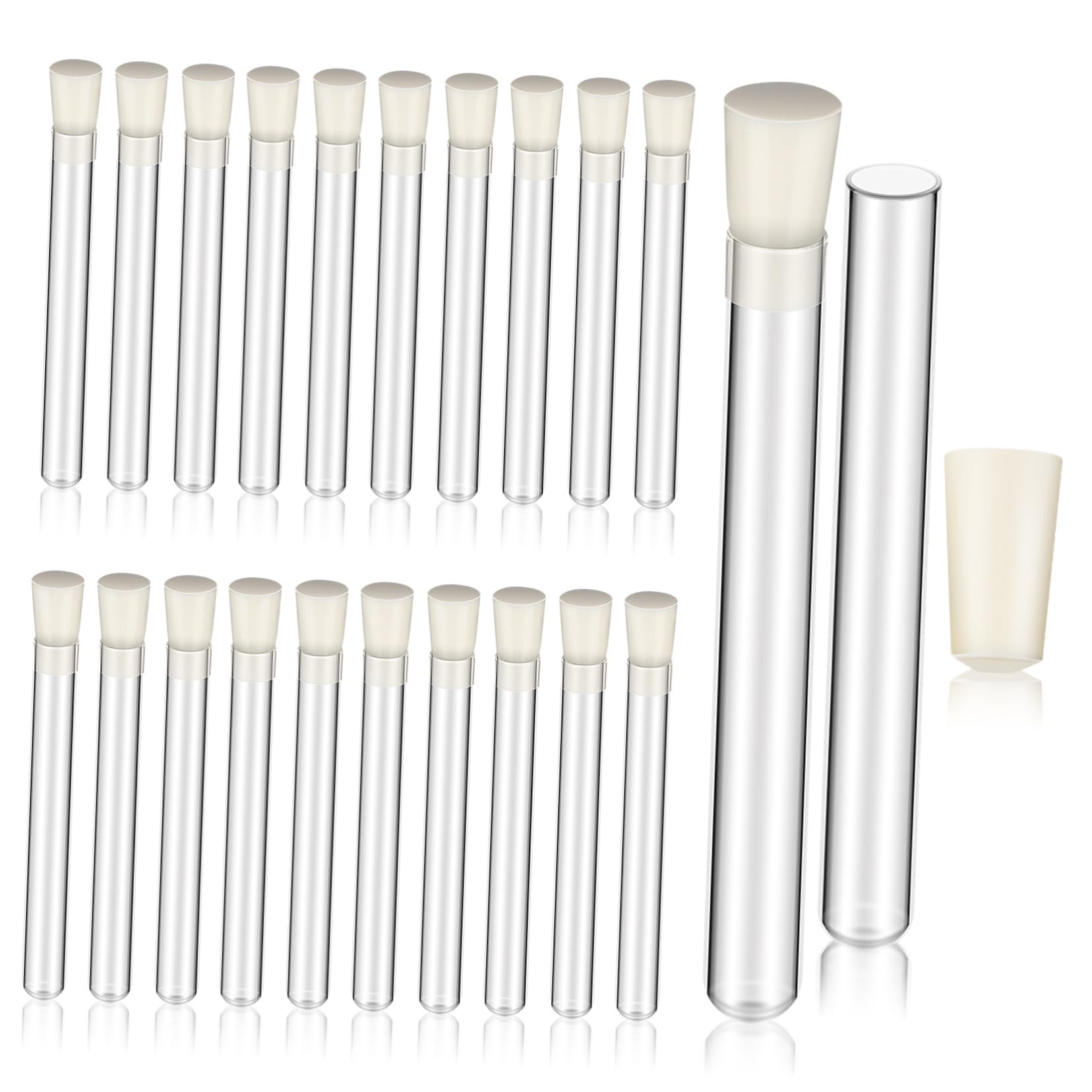 SOLUSTRE 30 Piezas Tubos de Ensayo de Vidrio Tubos para Experimentos Científicos con Tapones de Silicona de Vidrio para Propagación de Plantas de Ensayo Científicos Prueba de Fugas