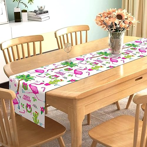 Miniatura 2 de Nepnuser Camino de mesa de flamenco de verano, decoración de fiesta de julio y Navidad, palmera tropical de verano, decoración del hogar, cocina,