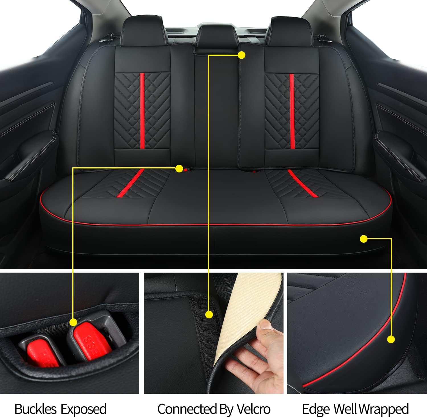 LUCKYMAN CLUB Altima Seat Covers, fit for 2013-2025 Altima S SR SV SL Platinum Sedan with Water Proof Faux Leather (Black&Red)