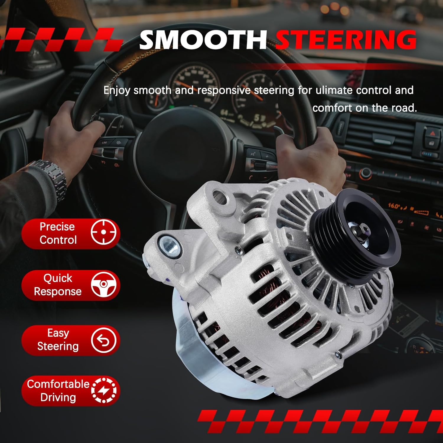 Alternator 11191N 130A 12V Compatible with 2007-2009 Santa Fe 3.3L, 06-10 Sonata 3.3L, 07-10 Azera 3.3L, 08-10 Azera 3.8L, 07-12 Veracruz 3.8L, 07-09 Sorento 3.8L, 08-09 Sorento 3.3L