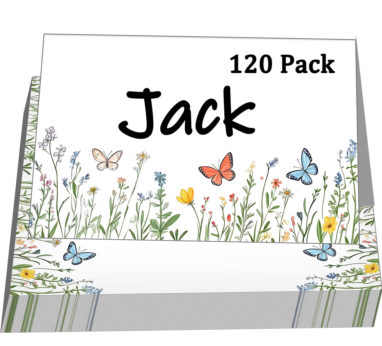 120 Pack Place Cards for Table Setting – 4" x 2.5" Table Name Card, Wildflowers Design Reserved Seating Signs for Weddings, Party, Events, Dinner Tables,Buffet