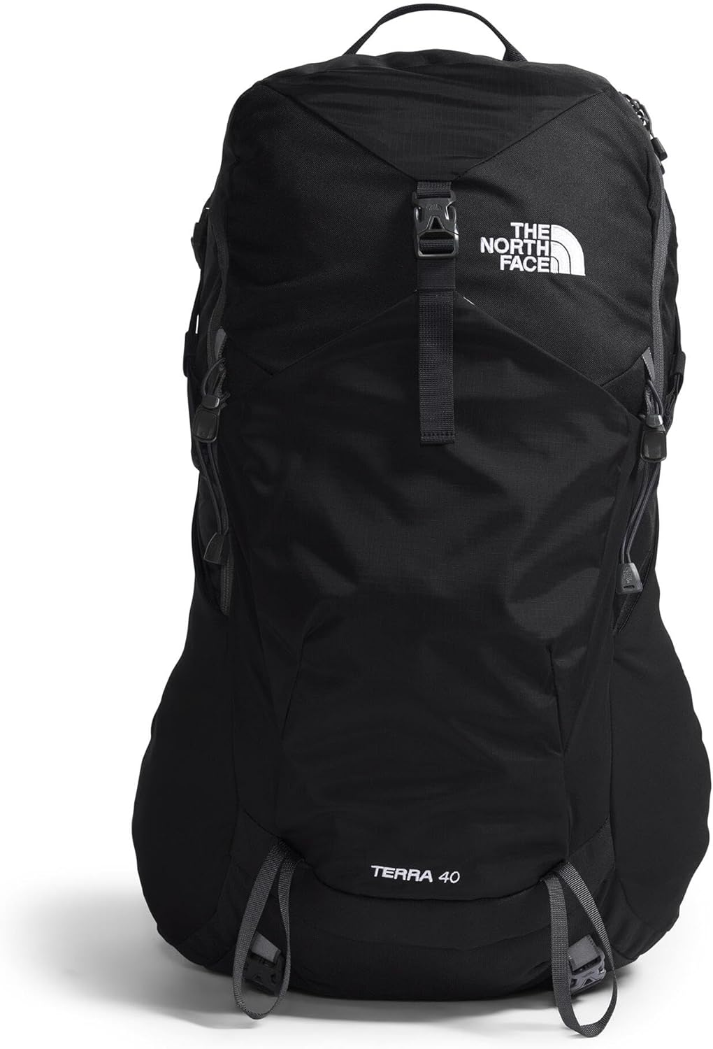 The North Face Terra 40 Backpack - Unisex Hiking Pack, Padded Hipbelt, Pole & Ice Axe Attachments, Hydration Sleeve, TNF Black/Asphalt Grey-NPF, Small/Medium