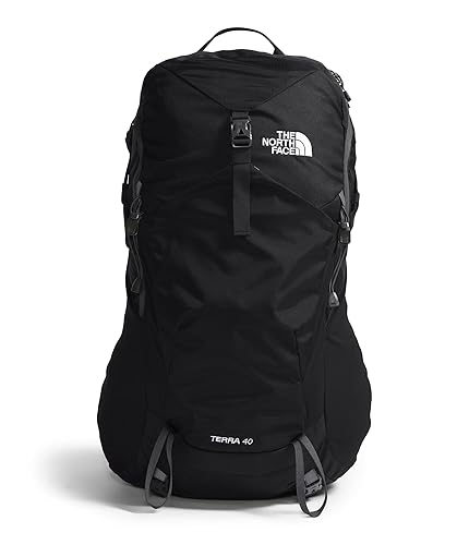 The North Face Terra 40 Backpack - Unisex Hiking Pack, Padded Hipbelt, Pole & Ice Axe Attachments, Hydration Sleeve, TNF Black/Asphalt Grey-NPF, Large/X-Large
