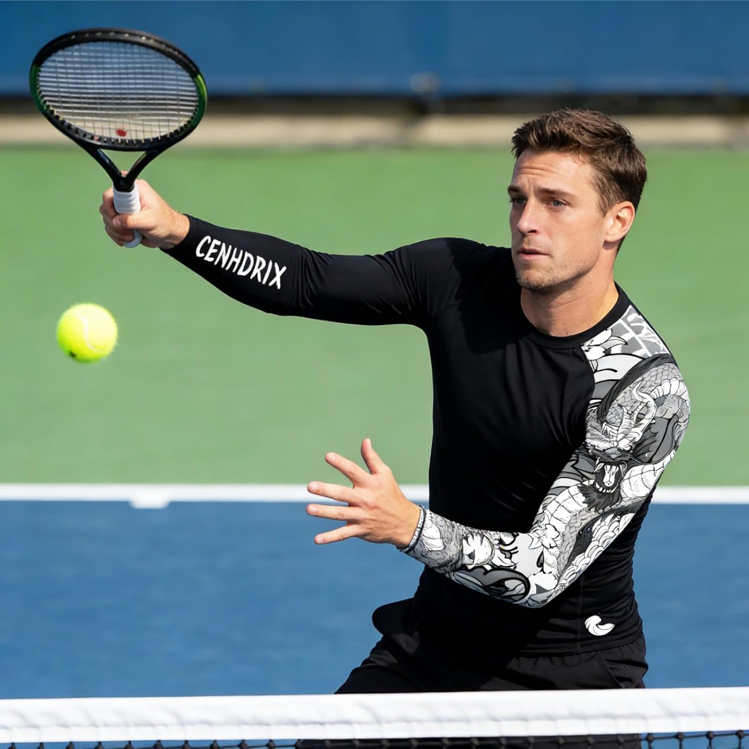 Mens Rash Guard Men's Long Sleeve UPF 50+ Sun Protection, Compression Shirt Long Sleeve Swim Shirts Workout Gym T-Shirt - Image 2