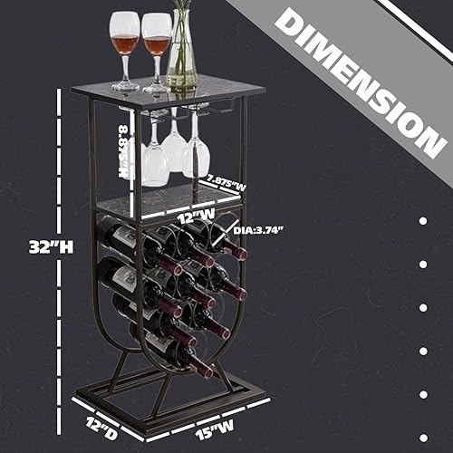 Miniatura 5 de Kings Brand Furniture - Mesa de consola independiente para vino - Estante de vino de metal - Estante de vino con soporte para vidrio - Mesa con